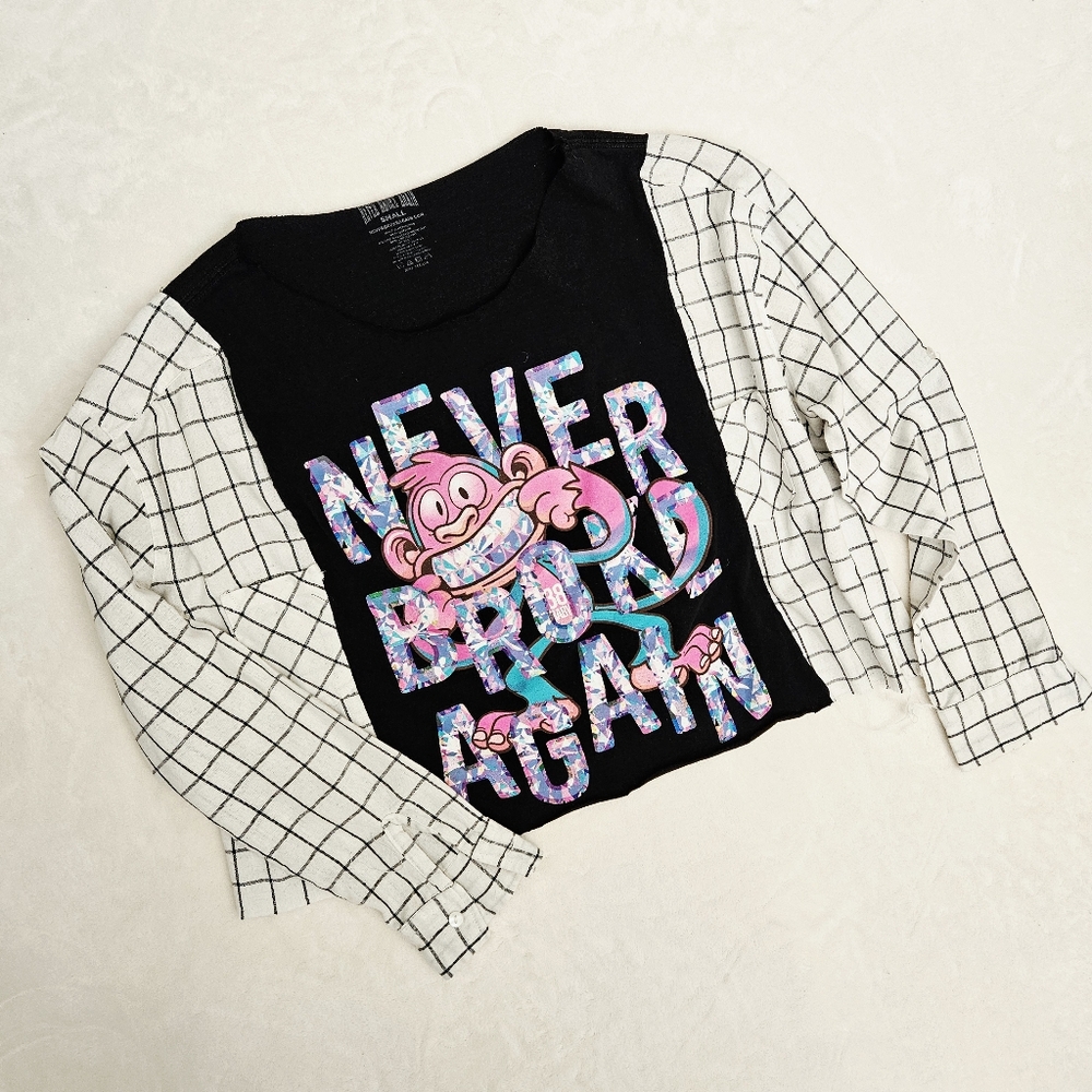 NBA YOUNGBOY Upcycled Cropped Flannel Tee